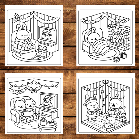 Carte de colorat, 40 de ilustratii Cozy Christmas Corner, 86 pagini [3]