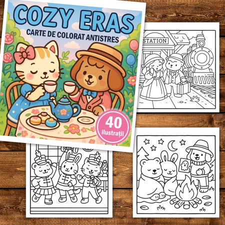 Carte de colorat, 40 de ilustratii Cozy Eras, 86 pagini [1]