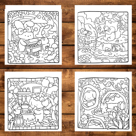 Carte de colorat, 40 de ilustratii Cozy Fantasy, 86 pagini [3]