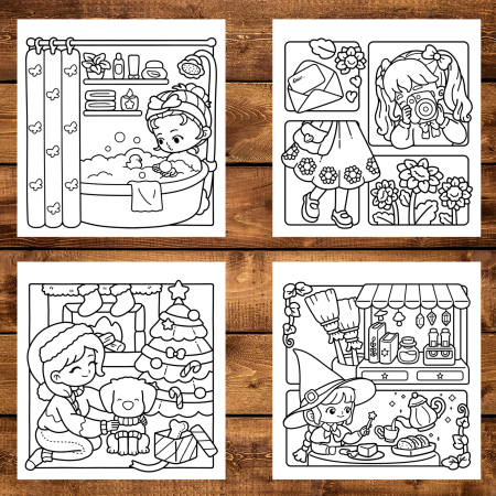 Carte de colorat, 40 de ilustratii Girl Spaces, 86 pagini [2]