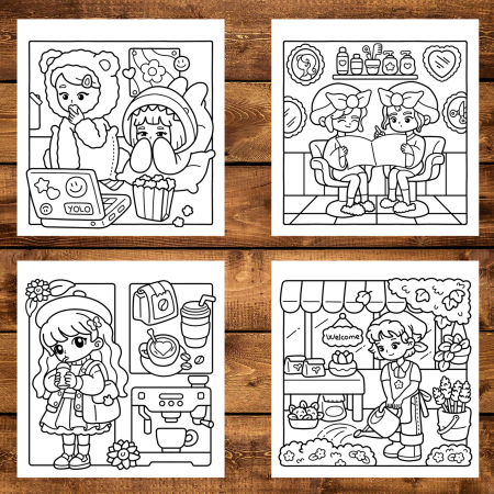 Carte de colorat, 40 de ilustratii Girl Spaces, 86 pagini [3]