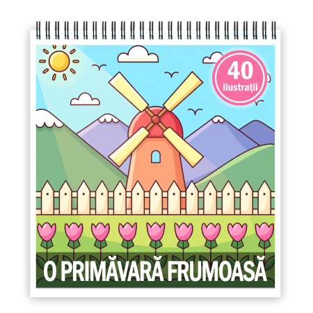 Carti de colorat pentru copii - Carte de colorat, 40 de ilustratii O primavara frumoasa, 86 pagini