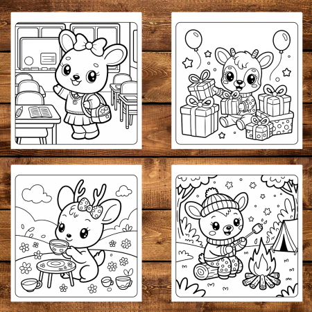 Carte de colorat, 41 de ilustratii Viata Caprioarelor, 88 pagini [2]