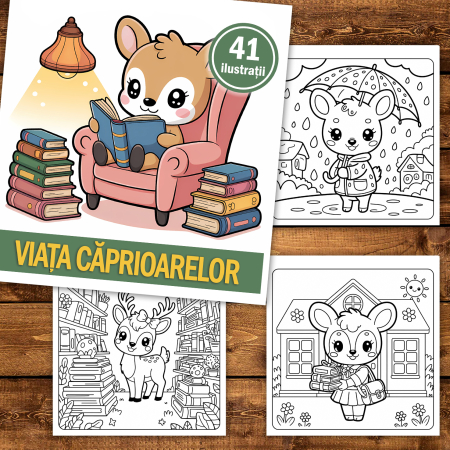 Carte de colorat, 41 de ilustratii Viata Caprioarelor, 88 pagini [1]