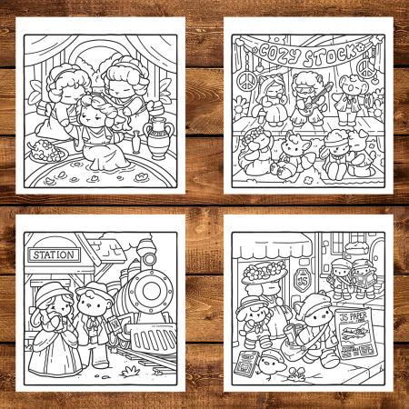 Carte de colorat, 45 de ilustratii Cozy Eras - Volumul II, 96 pagini [3]