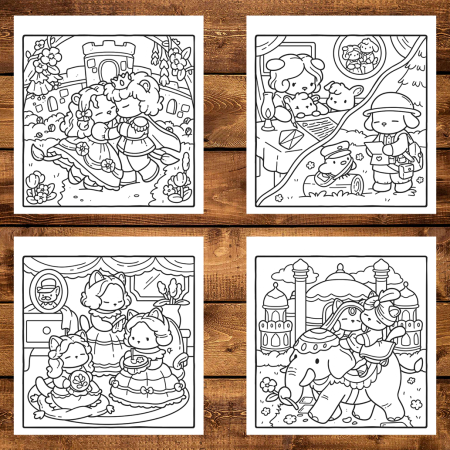 Carte de colorat, 45 de ilustratii Cozy Eras - Volumul II, 96 pagini [2]