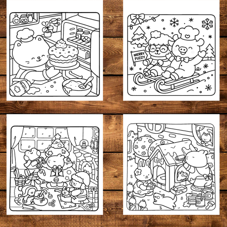 Carte de colorat, 48 de ilustratii Comfy Christmas - Volumul II, 102 pagini [3]