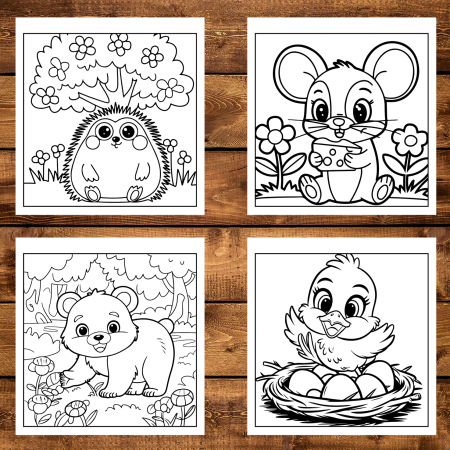 Carte de colorat, 50 de ilustratii Animalute Primavara - Volumul III, 106 pagini [2]