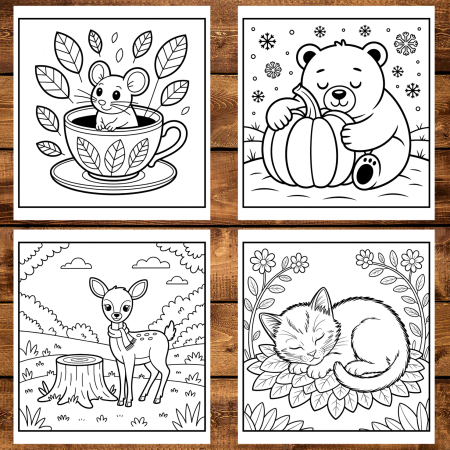 Carte de colorat, 50 de ilustratii Animalute Toamna, 106 pagini [2]