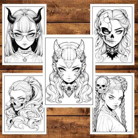 Carte de colorat, 50 de ilustratii, Anime Demon Girls, 106 pagini [4]