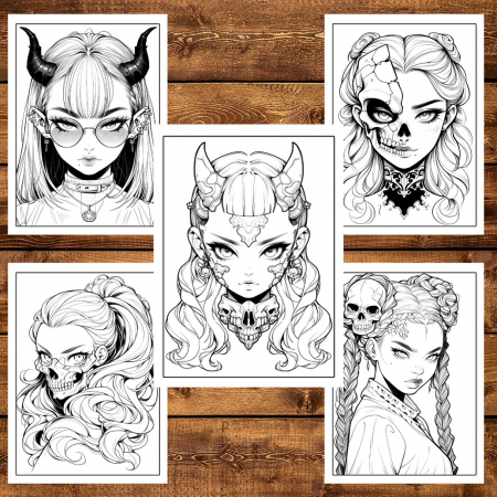 Carte de colorat, 50 de ilustratii, Anime Demon Girls, 106 pagini [4]