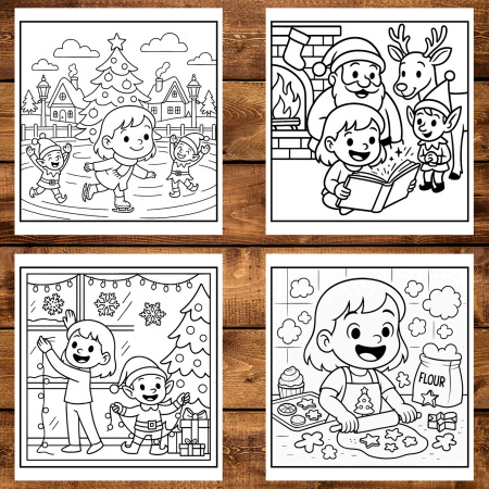 Carte de colorat, 50 de ilustratii Aventuri de Craciun, 106 pagini [3]