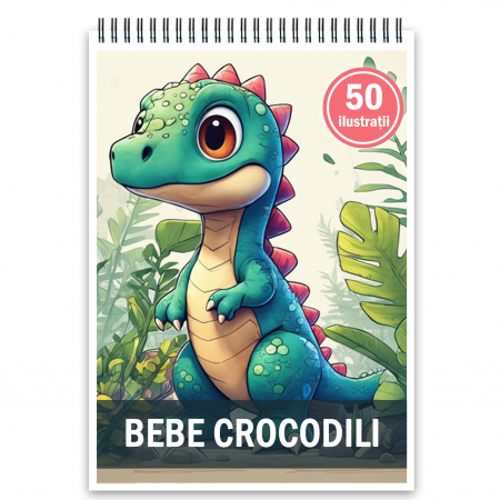 Carti de colorat pentru copii - Carte de colorat, 50 de ilustratii, Bebe Crocodili, 106 pagini