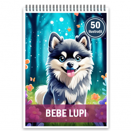 Carti de colorat pentru copii - Carte de colorat, 50 de ilustratii, Bebe Lupi, 106 pagini