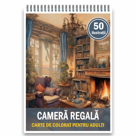 Carti de colorat cu Peisaje, cladiri, castele - Carte de colorat, 50 de ilustratii, Camera Regala, 106 pagini