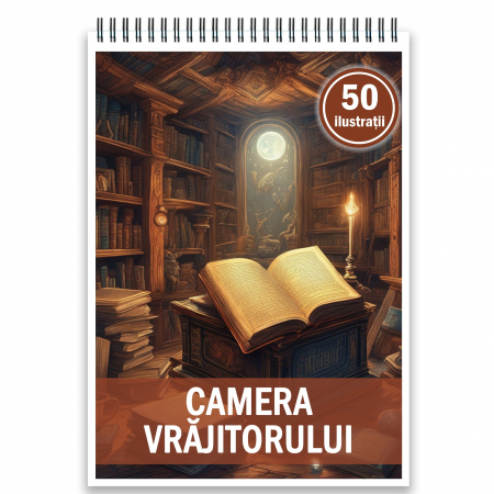 Carti de colorat cu Peisaje, cladiri, castele - Carte de colorat, 50 de ilustratii, Camera Vrajitorului, 106 pagini