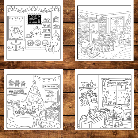 Carte de colorat, 50 de ilustratii Comfy Christmas - Volumul I, 106 pagini [2]