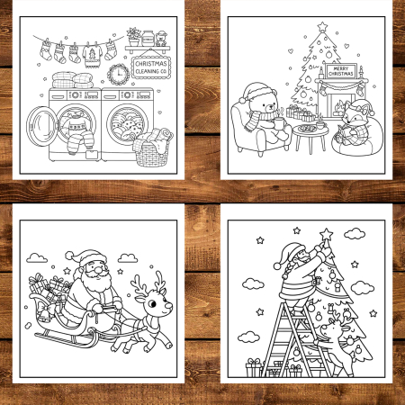 Carte de colorat, 50 de ilustratii Comfy Christmas - Volumul I, 106 pagini [3]