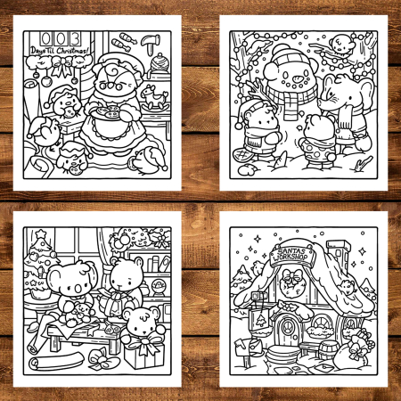 Carte de colorat, 50 de ilustratii Comfy Christmas - Volumul III, 106 pagini [2]