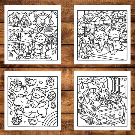 Carte de colorat, 50 de ilustratii Comfy Christmas - Volumul III, 106 pagini [3]