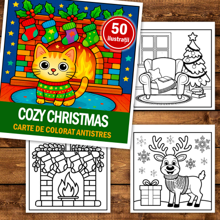 Carte de colorat, 50 de ilustratii Cozy Christmas, 106 pagini [1]