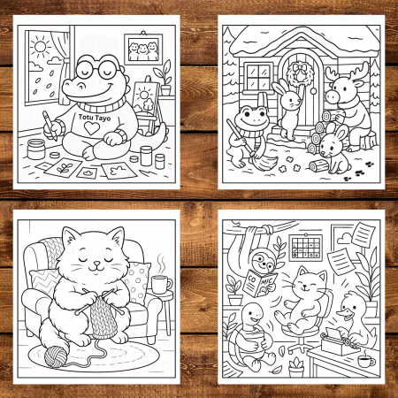 Carte de colorat, 50 de ilustratii Cozy Fuzzy Evenings, 106 pagini [3]