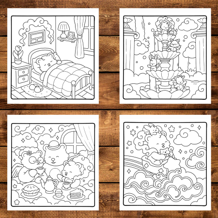 Carte de colorat, 50 de ilustratii Cozy Skies, 106 pagini [2]