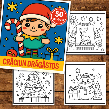 Carte de colorat, 50 de ilustratii Craciun Dragastos, 106 pagini [1]