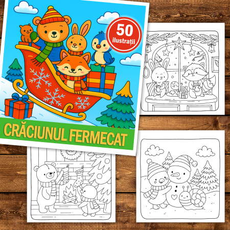 Carte de colorat, 50 de ilustratii Craciunul Fermecat, 106 pagini [1]