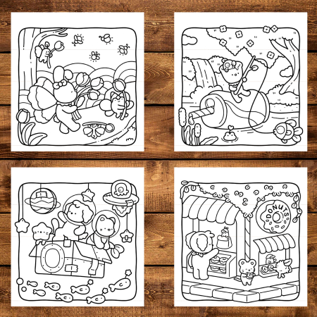 Carte de colorat, 50 de ilustratii Dreamy Friends, 106 pagini [2]