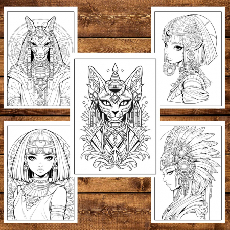 Carte de colorat, 50 de ilustratii, Egyptian Gods, 106 pagini [3]