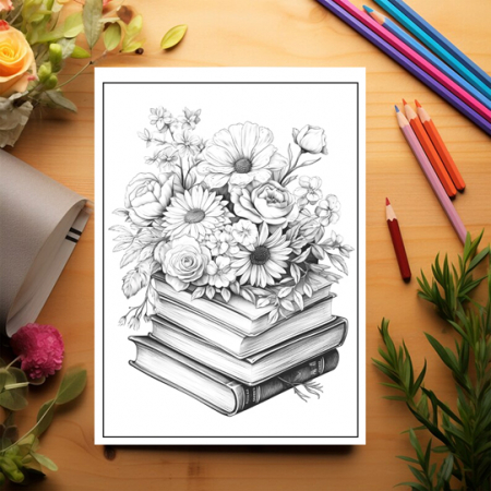Carte de colorat, 50 de ilustratii, Flori vintage - Volumul I, 106 pagini [2]