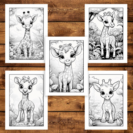 Carte de colorat, 50 de ilustratii, Girafe dragute, 106 pagini [4]