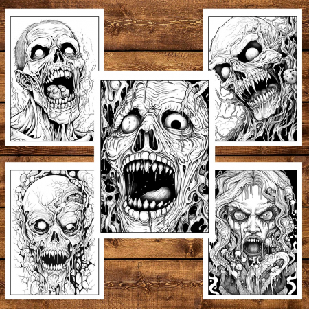 Carte de colorat, 50 de ilustratii, Horror Vibes, 106 pagini [3]
