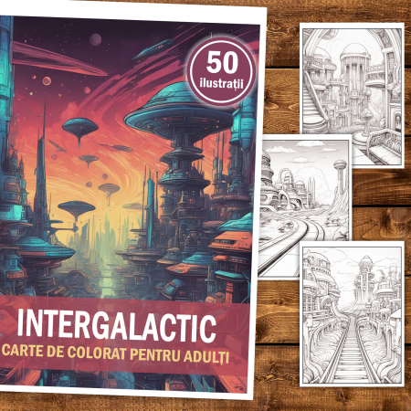 Carte de colorat, 50 de ilustratii, Intergalactic, 106 pagini [1]