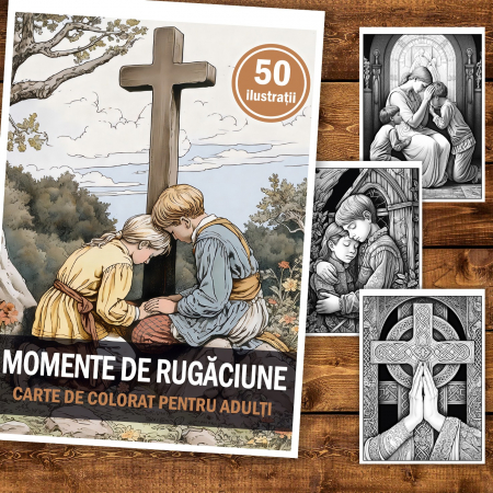 Carte de colorat, 50 de ilustratii, Momende de rugaciune, 106 pagini [1]