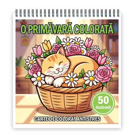 Carti de colorat pentru copii - Carte de colorat, 50 de ilustratii O primavara colorata, 106 pagini