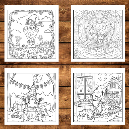 Carte de colorat, 50 de ilustratii Pitici de Padure, 106 pagini [2]