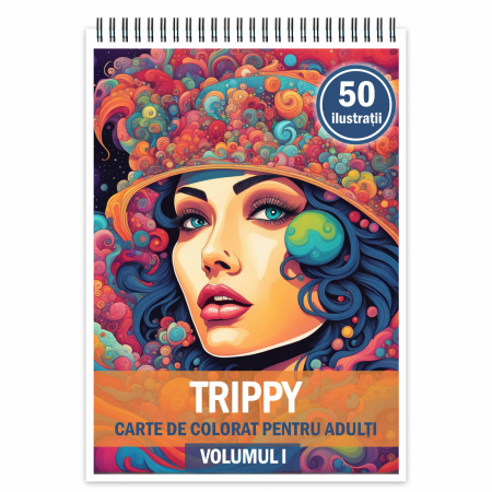 Carti de colorat Psihedelice - Carte de colorat, 50 de ilustratii, Trippy - Volumul I, 106 pagini