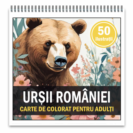 Carti de colorat cu Animale - Carte de colorat, 50 de ilustratii, Ursii Romaniei, 106 pagini