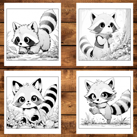 Carte de colorat antistres , 25 de ilustratii Ratoni Kawaii, 56 pagini [3]