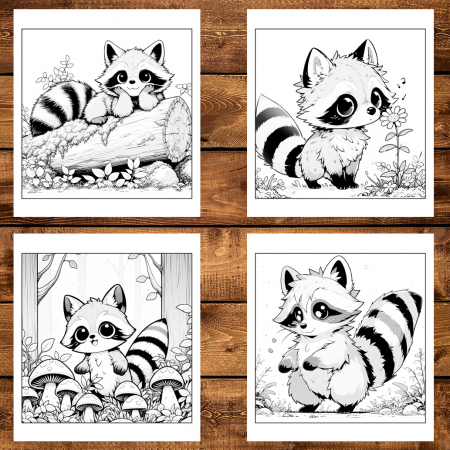 Carte de colorat antistres , 25 de ilustratii Ratoni Kawaii, 56 pagini [2]
