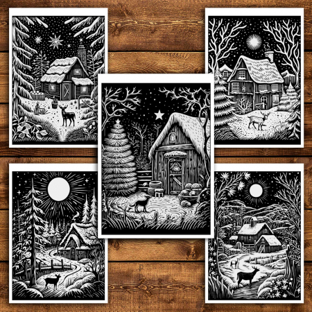 Carte de colorat antistres , 30 de ilustratii Beautiful Christmas Nights, 66 pagini [4]