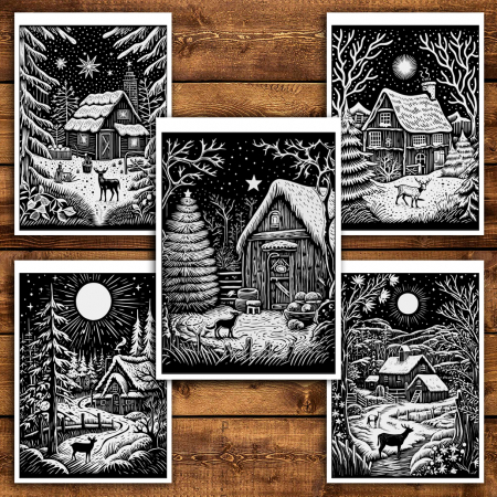 Carte de colorat antistres , 30 de ilustratii Beautiful Christmas Nights, 66 pagini [4]