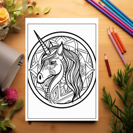 Carte de colorat antistres , 30 de ilustratii Unicorni Mandala, 66 pagini [2]