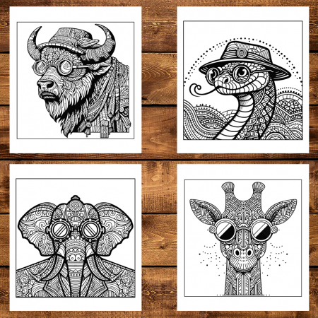 Carte de colorat antistres , 32 de ilustratii Steampunk Safari, 70 pagini [3]