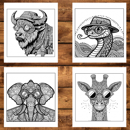 Carte de colorat antistres , 32 de ilustratii Steampunk Safari, 70 pagini [3]