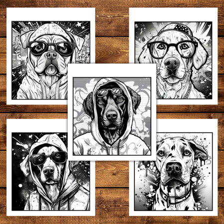 Carte de colorat antistres , 34 de ilustratii Graffity Dogs, 74 pagini [2]