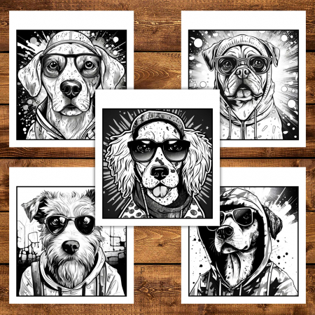 Carte de colorat antistres , 34 de ilustratii Graffity Dogs, 74 pagini [3]