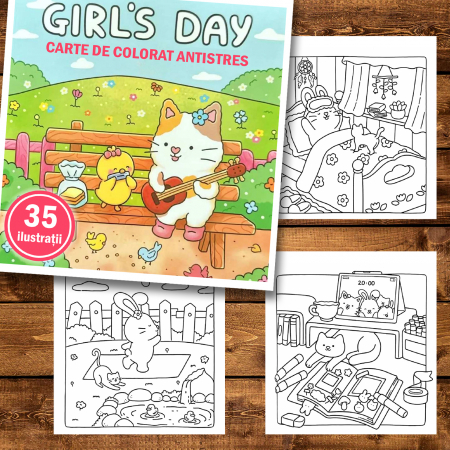 Carte de colorat antistres , 35 de ilustratii Girls Day, 76 pagini [1]